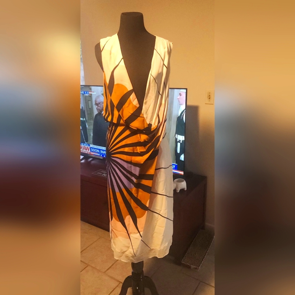 Diane von Furstenberg  Draped Sleeveless SilkDress-